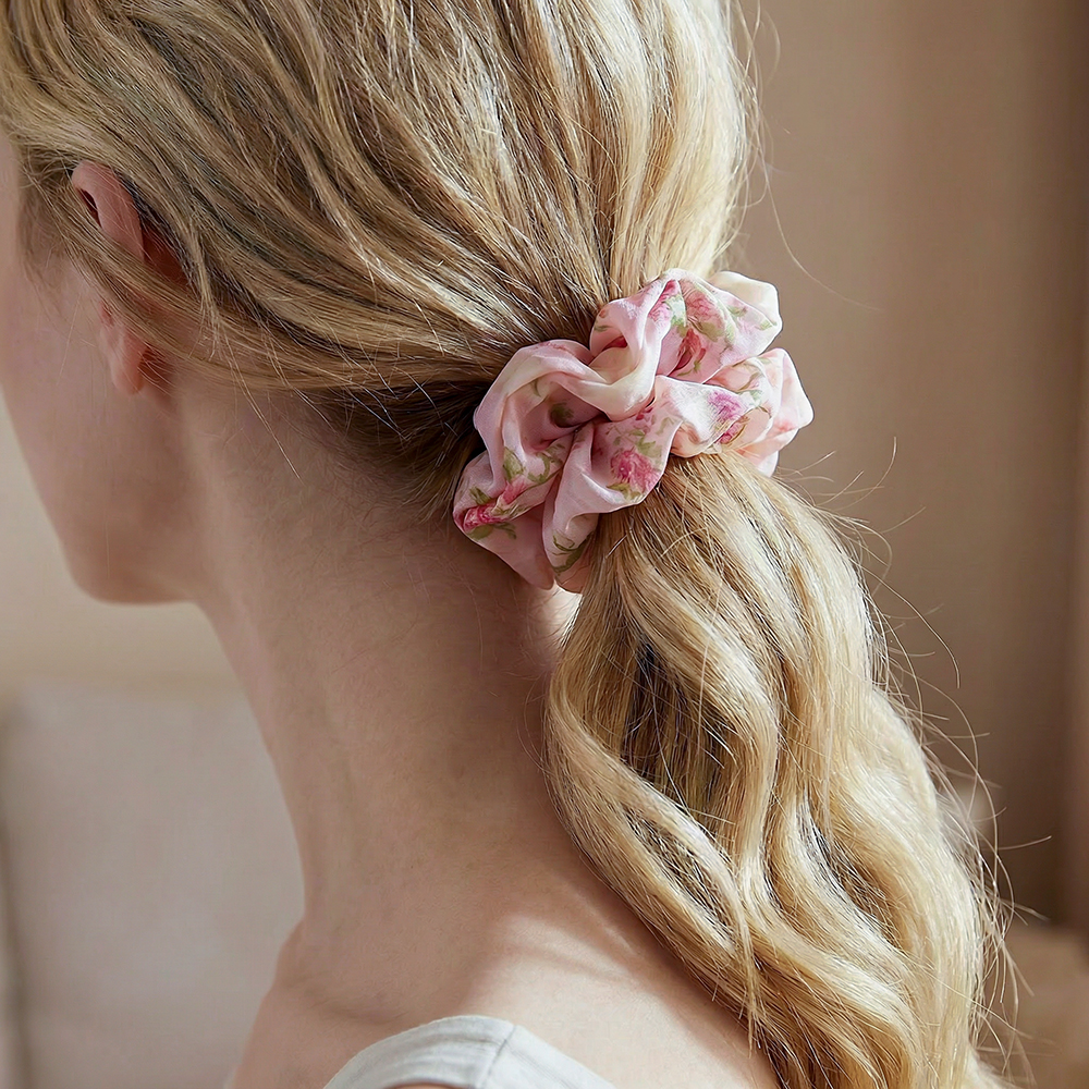 13*75mm Colourful flowers scrunchie 