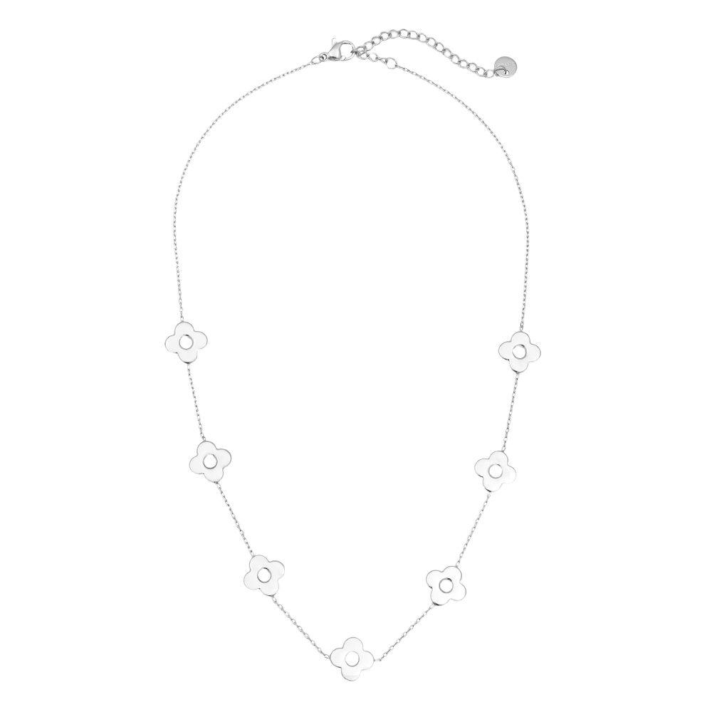 Stainless steel necklace 40cm Five flowers