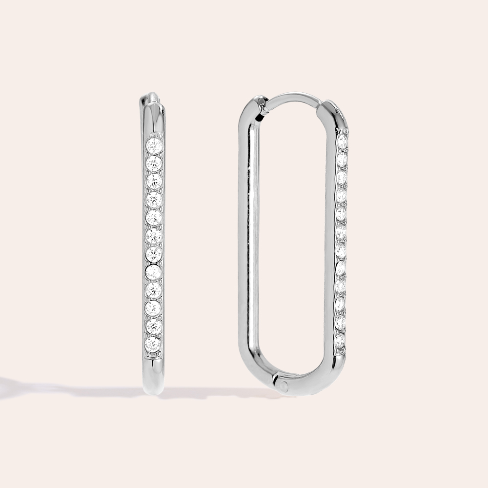 Stainless steel earrings 2.5cm Simple Diamond Hoop