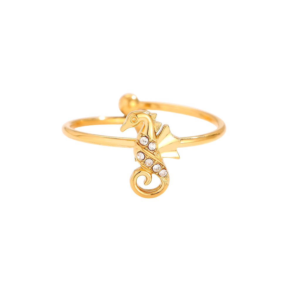 Stainless steel ring Diamond Sea Horse