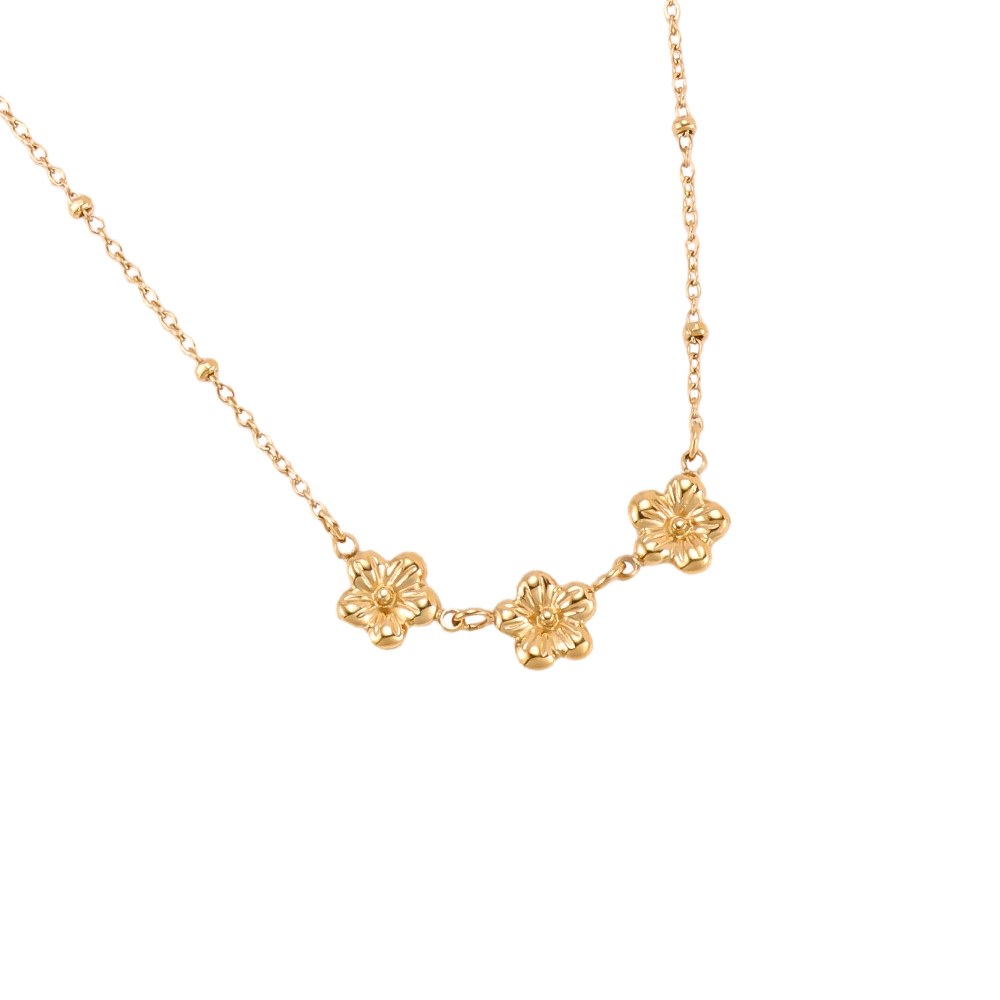 Stainless steel necklace 42cm mini flowers