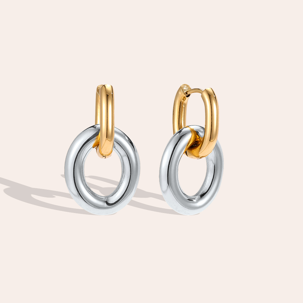 Stainless steel earrings: 30 mm round rings 