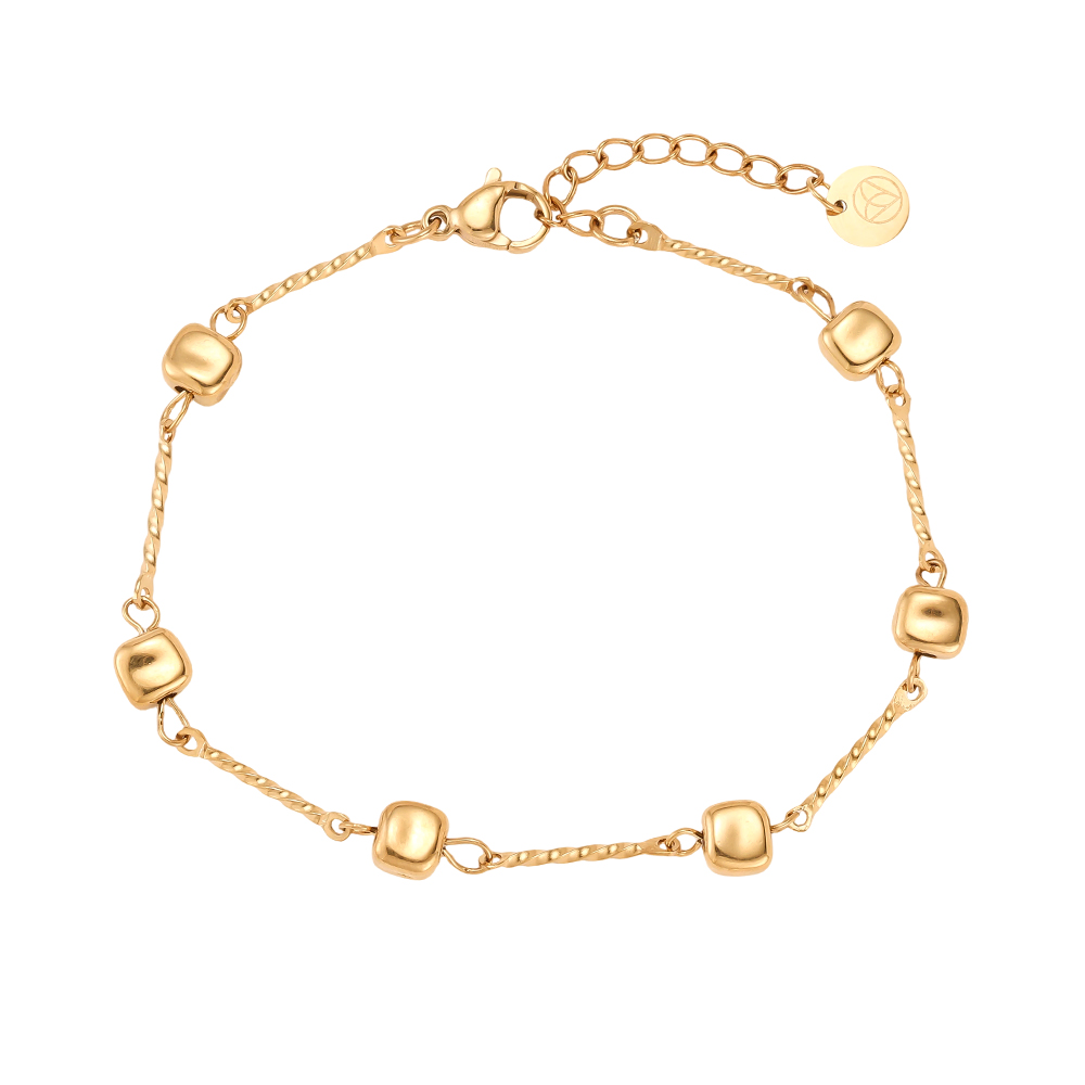 Stainless steel bracelet, 17 cm, with small square details
