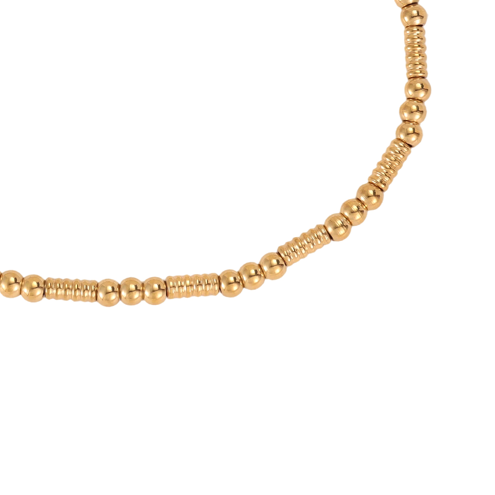 Stainless steel bracelet with elastic beads and tubes
