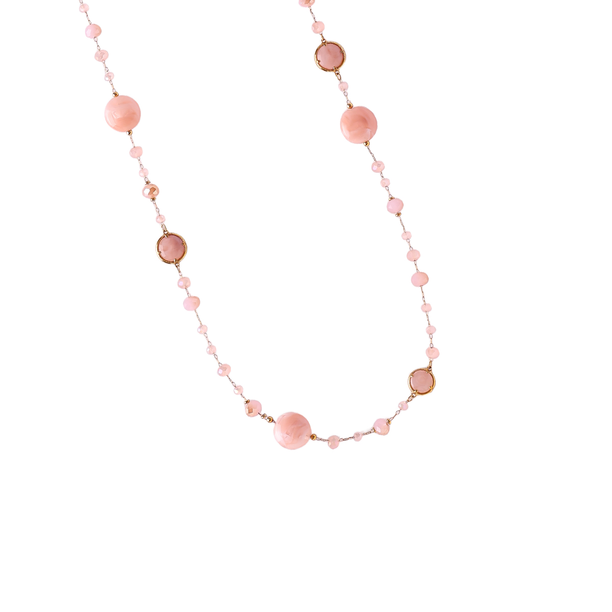 Stainless steel necklace 96cm resin crystals