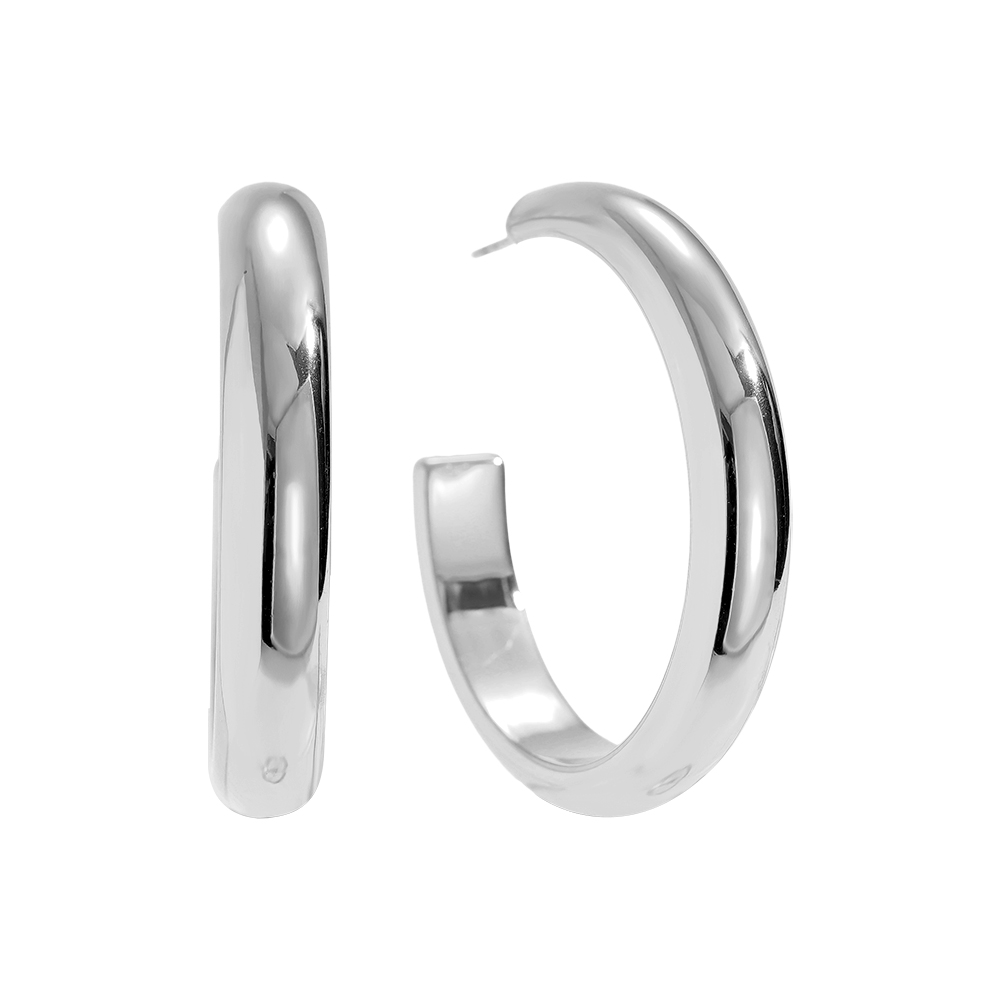 Stainless steel earrings 4cm Casual Half Hoop