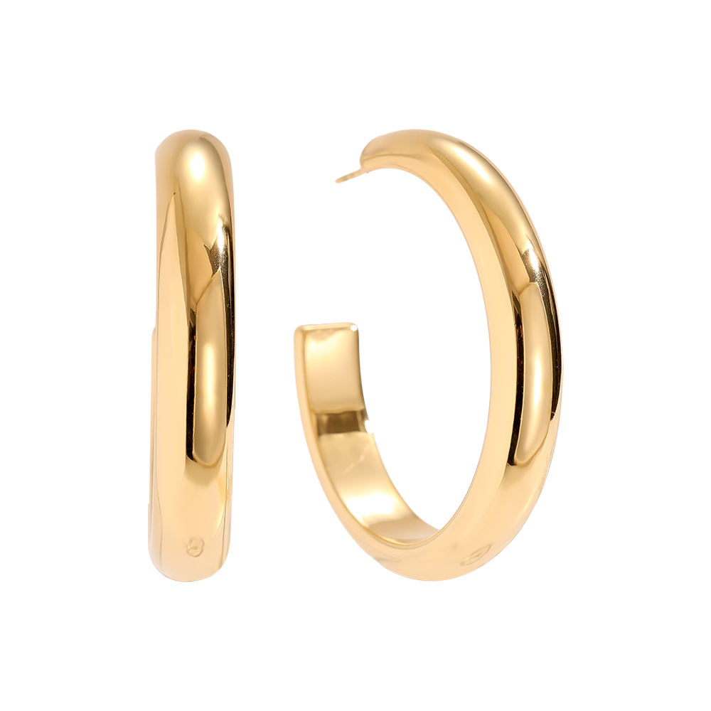 Stainless steel earrings 4cm Casual Half Hoop