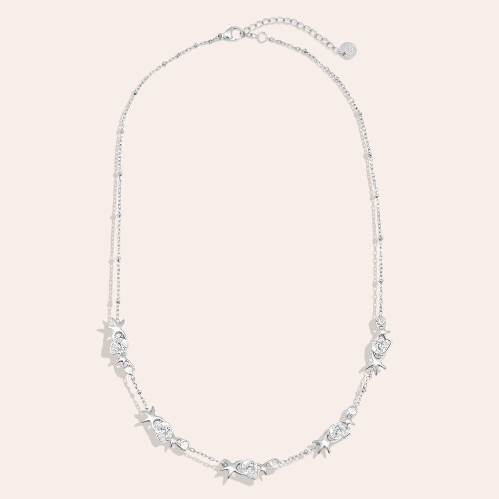 Stainless steel necklace 42cm starfish drop rhinestone