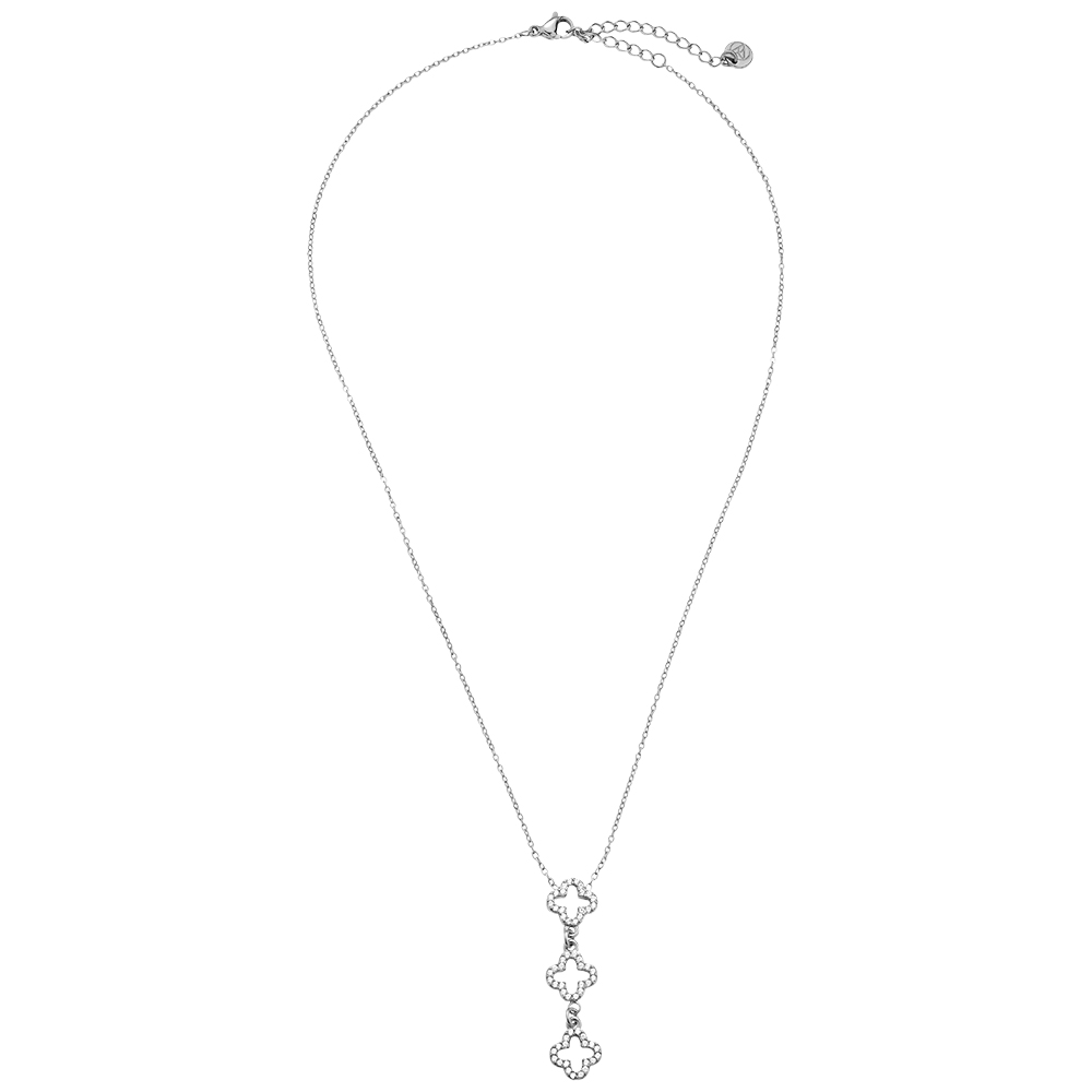 Stainless steel necklace 39cm Three Diamond Luckly Flowers