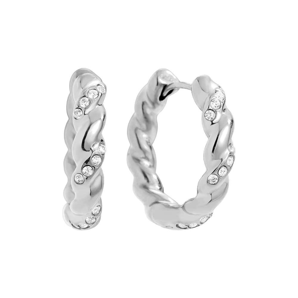Stainless steel earrings 3cm Mini Diamond In Twist Hoop