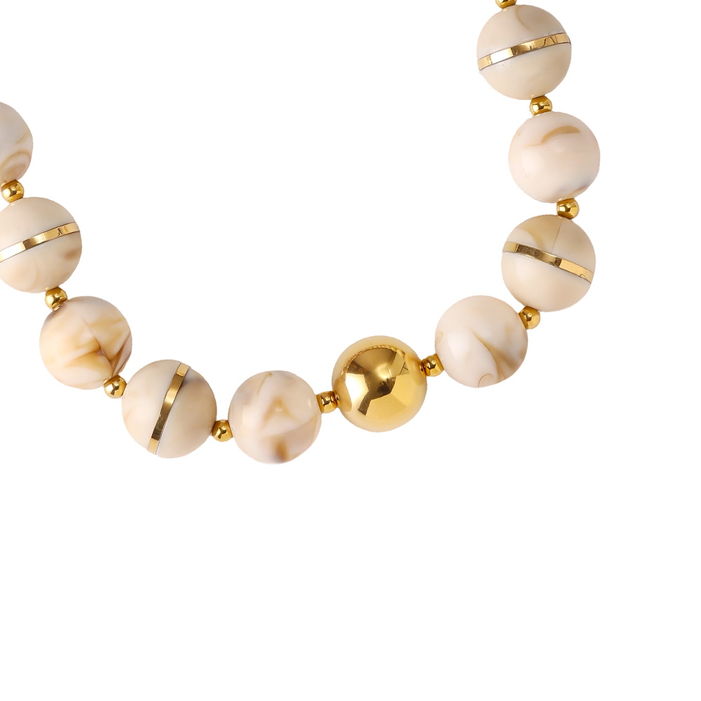 Stainless steel necklace 48cm round acrylic bead necklace