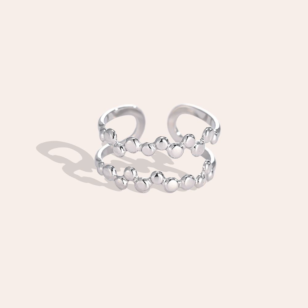 Stainless steel ring, adjustable, double row of balls