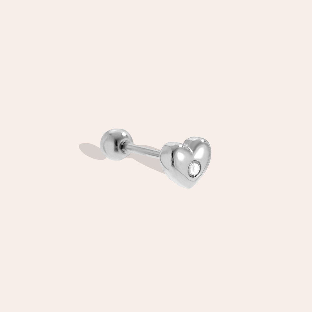 Stainless steel piercing 4mm Diamond In Heart