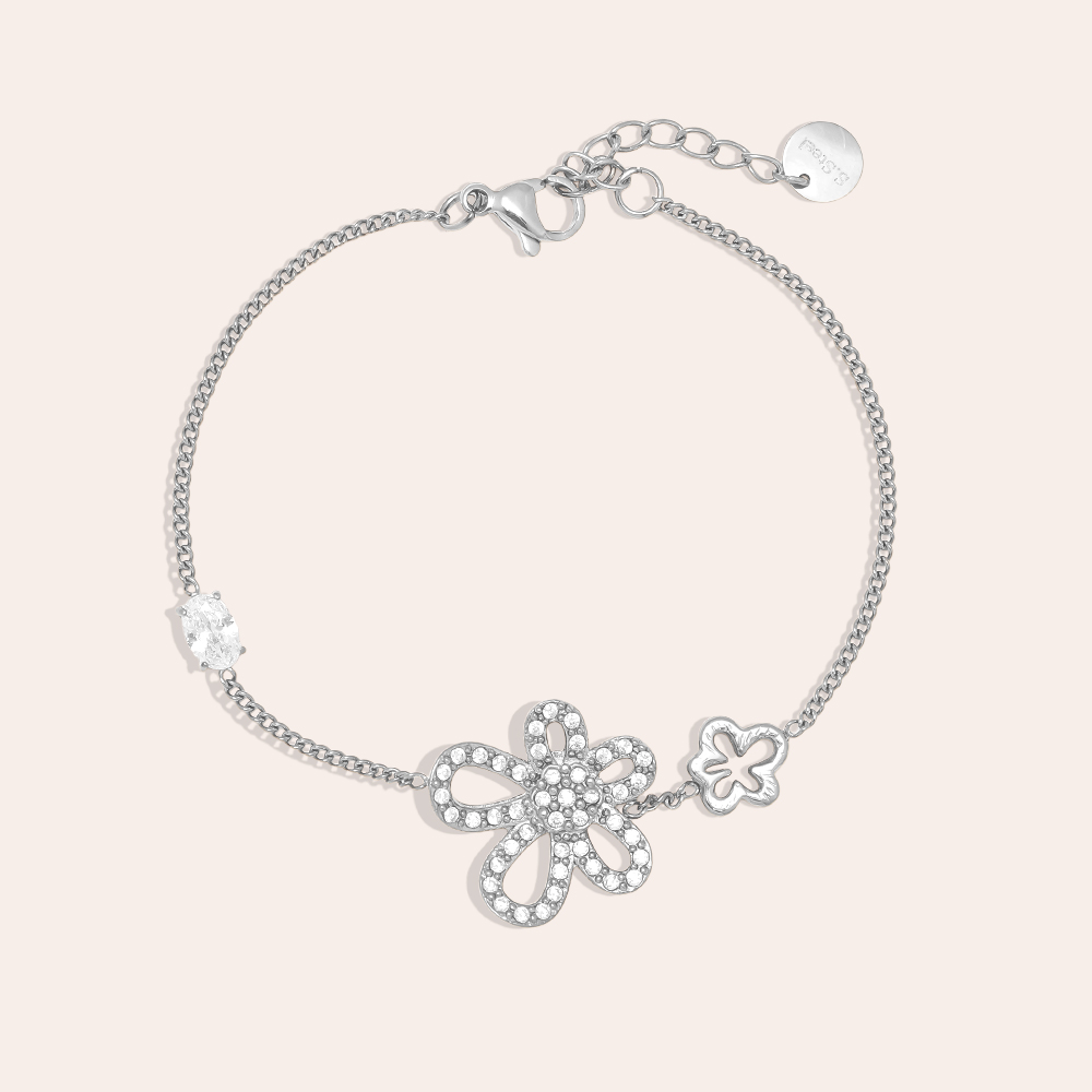 Stainless steel bracelet 17cm Cool Diamond Flower