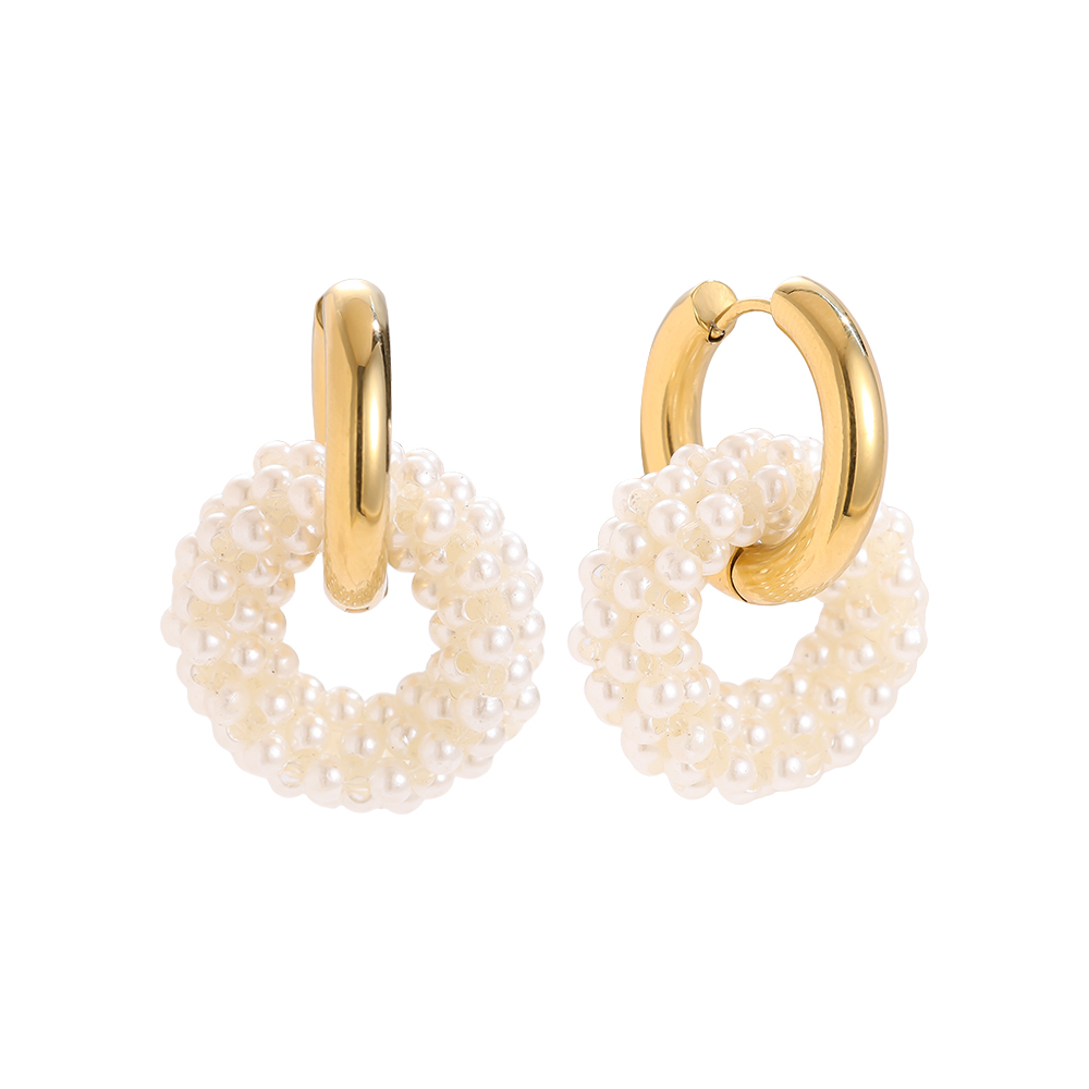 Stainless steel earrings, 25×35 mm, pearl bows