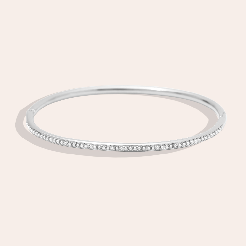 Stainless steel bangle 6.5cm diameter Casual Pearl