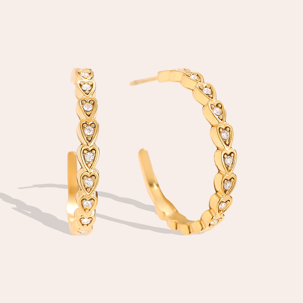Stainless steel earrings 2.2cm Mini Hearts Hoop