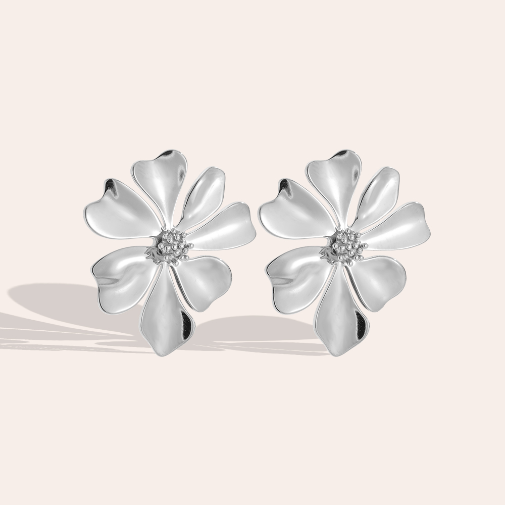 Stainless steel earrings 24*27mm Beautiful flower