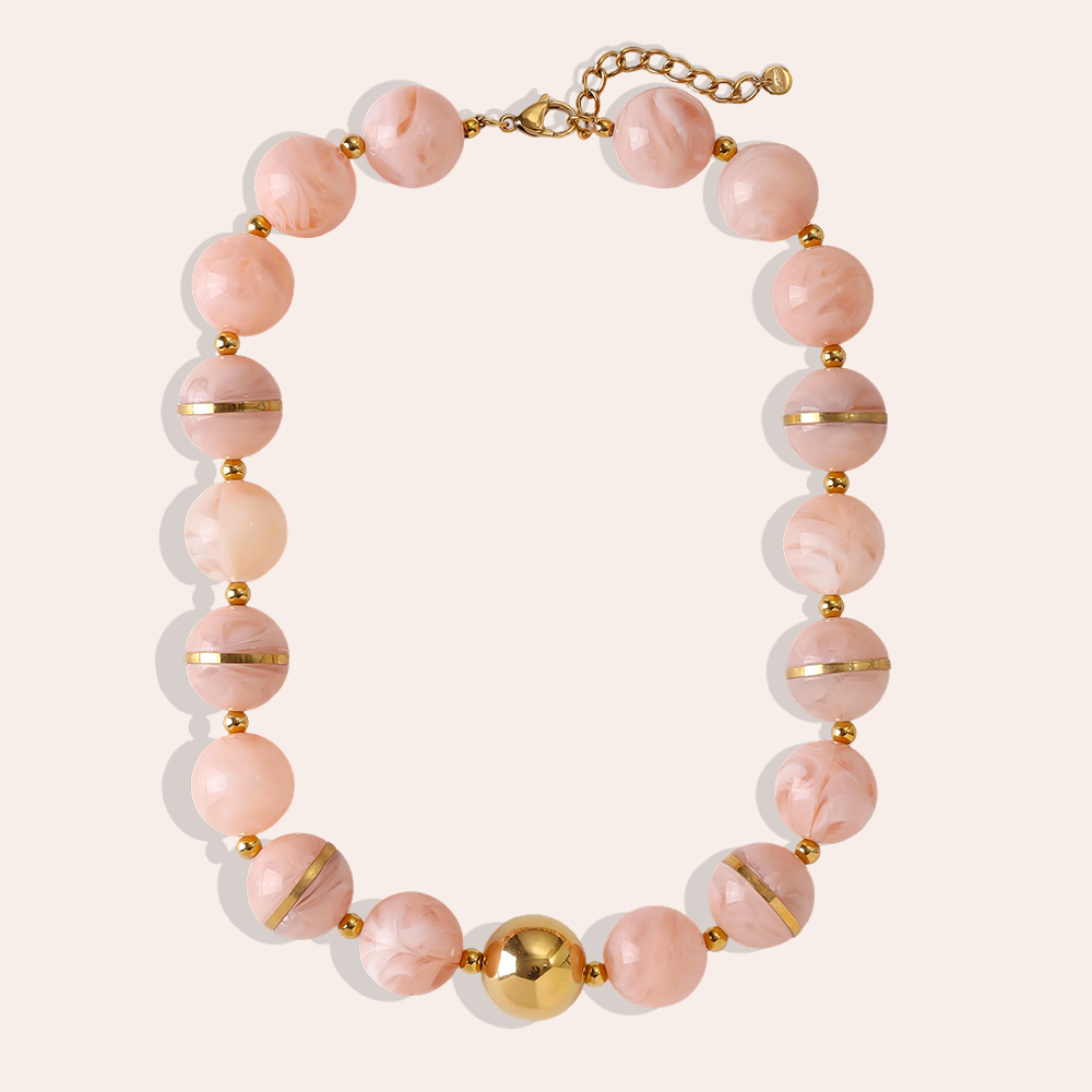 Stainless steel necklace 48cm round acrylic bead necklace