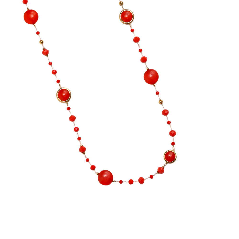 Stainless steel necklace 96cm resin crystals