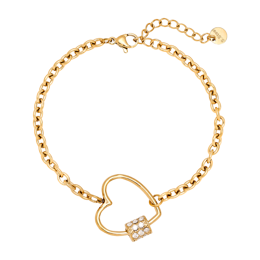 Stainless steel bracelet 16cm Heart And Diamond Deco
