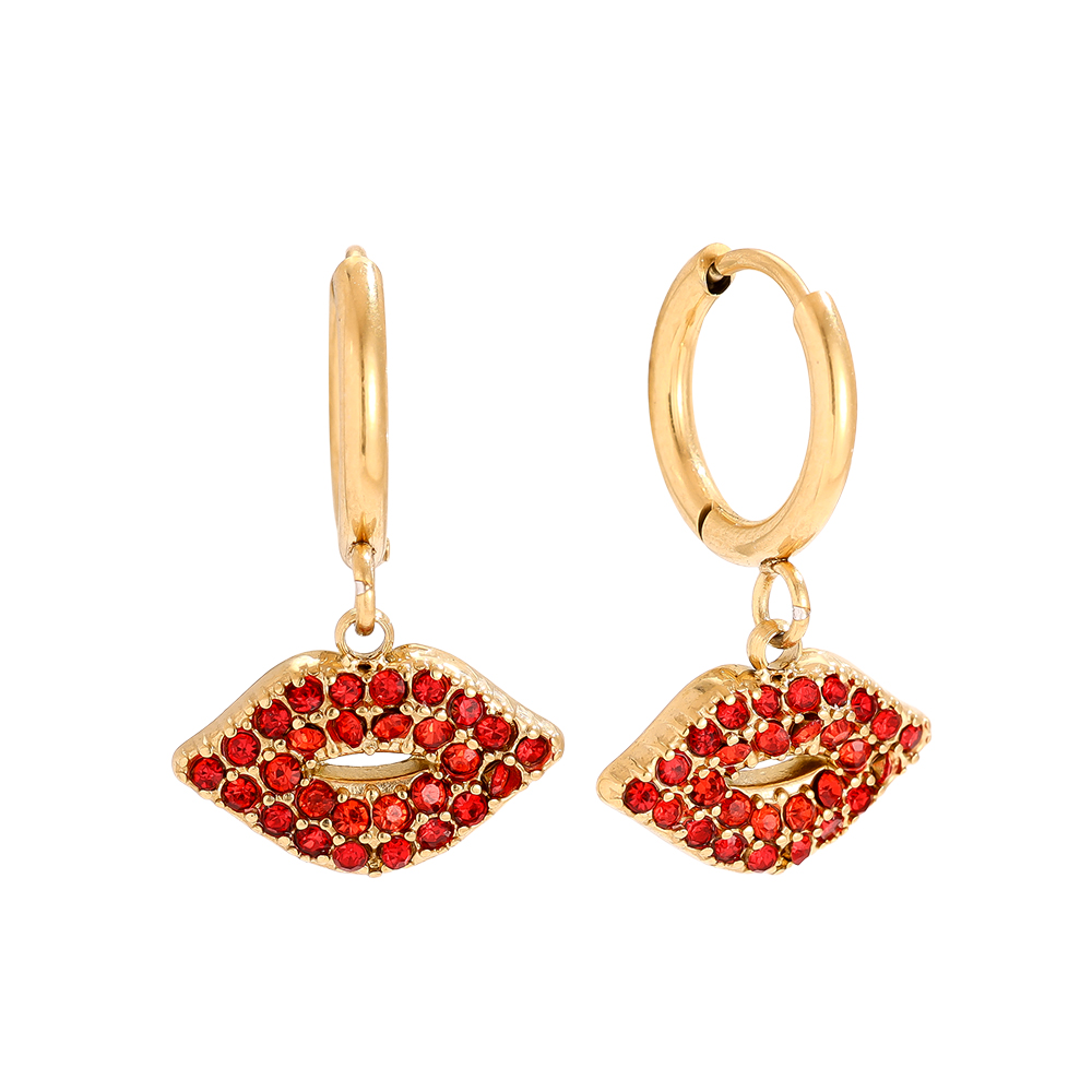 Stainless steel earrings 2.1cm Red Diamond Lip