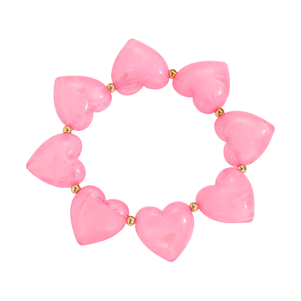 Stainless steel bracelet 20cm Acrylic Hearts