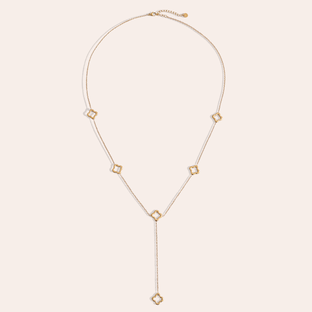 Stainless steel necklace 64cm cloverleaf