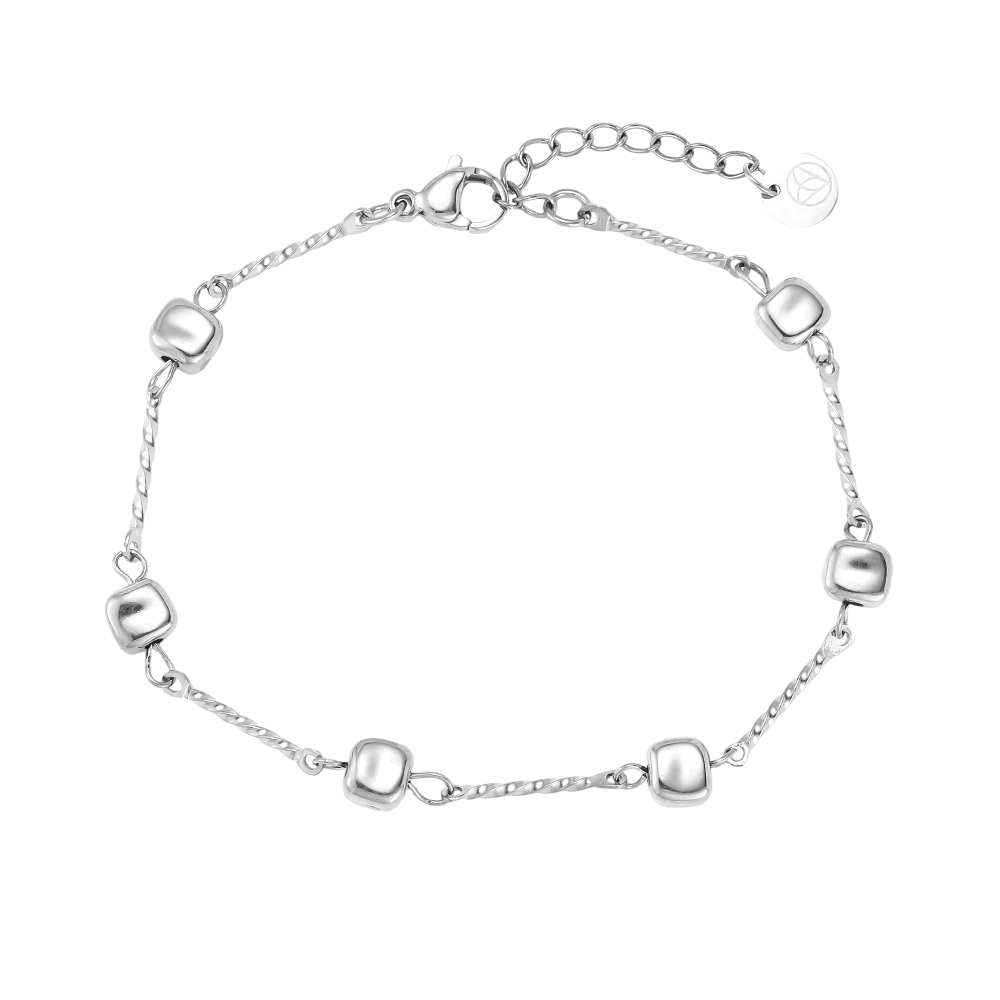 Stainless steel bracelet, 17 cm, with small square details