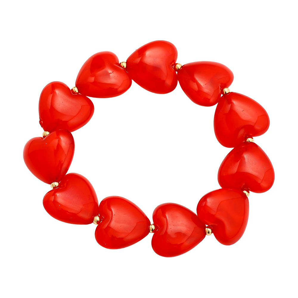 Stainless steel bracelet Elastic Acrylic Heart Chain
