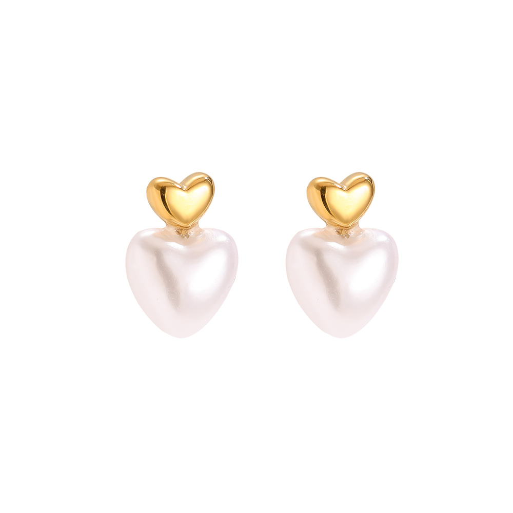 Stainless steel earrings 1cm Pearly Heart