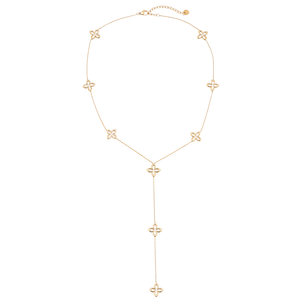 Stainless steel necklace 45cm Classic Lucky Flower With Chain