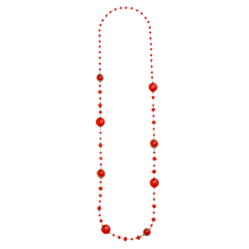 Stainless steel necklace 96cm resin crystals