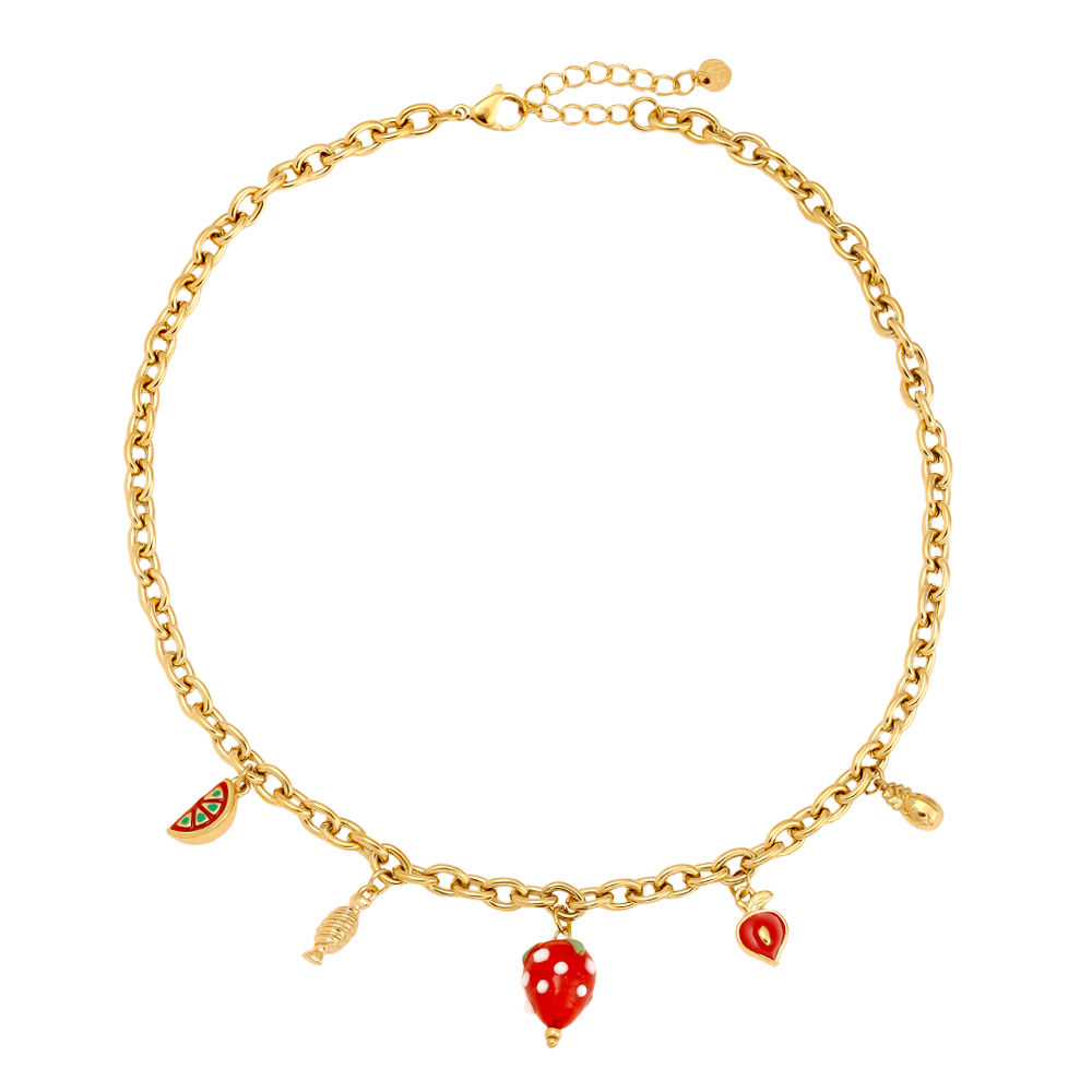 Stainless steel necklace 42cm Strawberry Heart