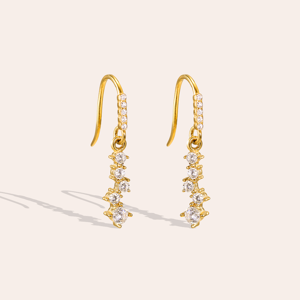 Stainless steel earrings, 26mm, small round cubic zirconia