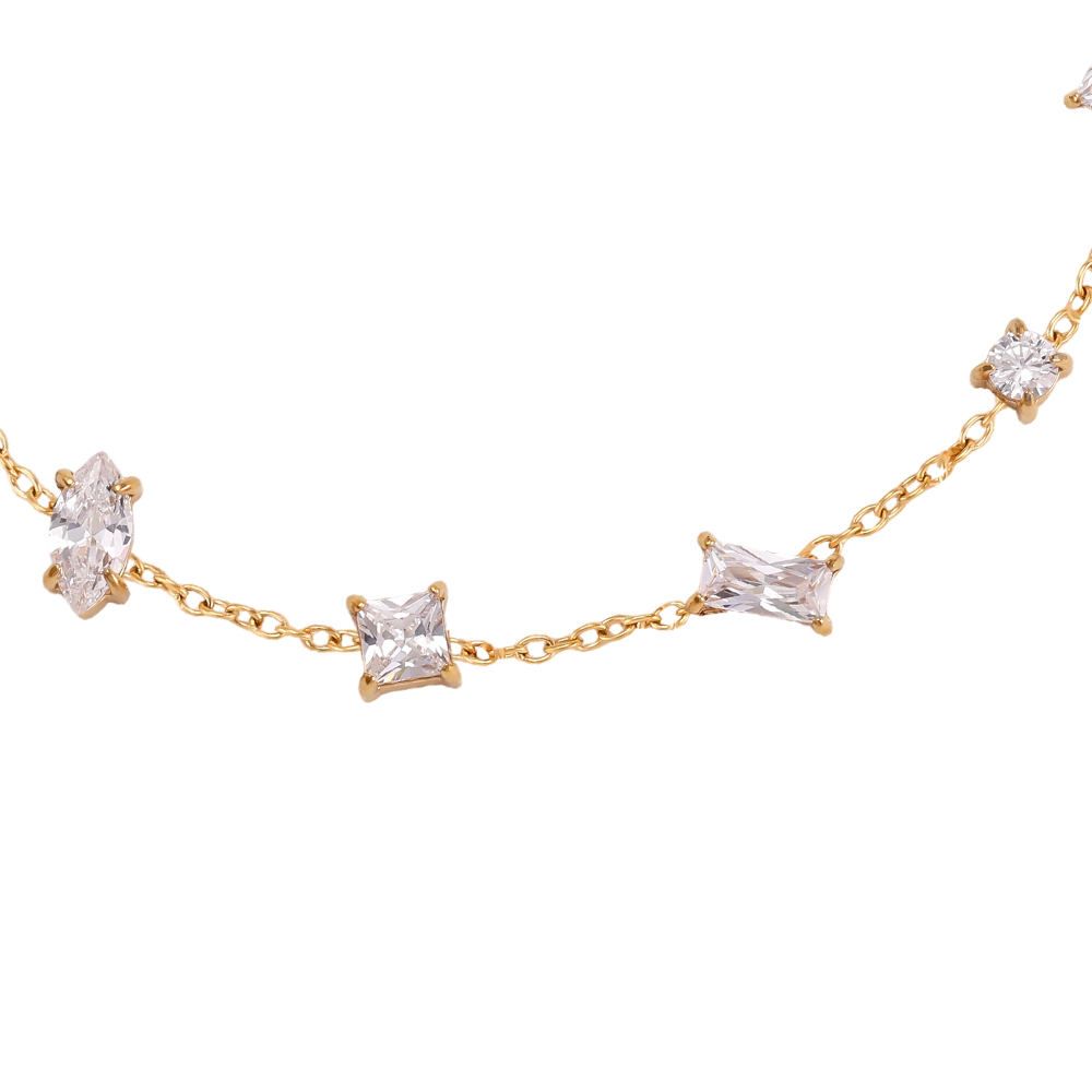 Stainless steel bracelet, 16 cm, featuring a variety of cubic zirconia stones