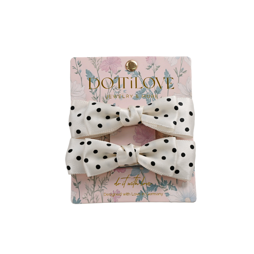 8.5cm, set of 2: bow with polka dot pattern hair clip set   