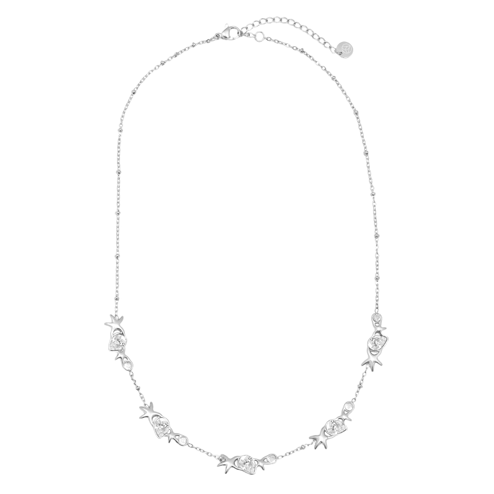 Stainless steel necklace 42cm starfish drop rhinestone