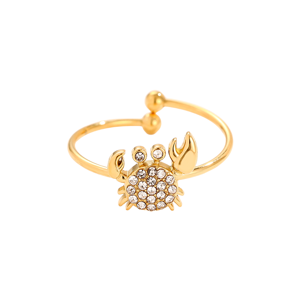 Stainless steel ring Diamond Crab