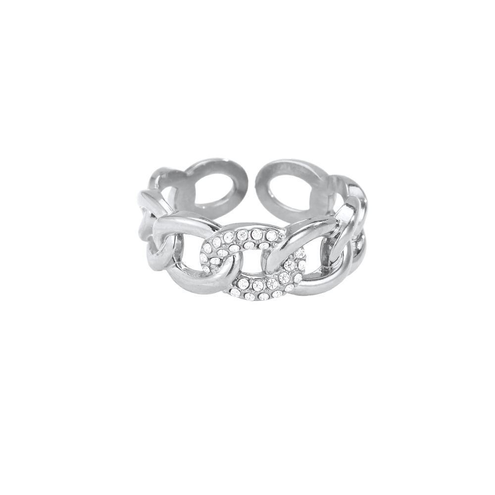 Stainless steel ring, adjustable, with multiple oval shapes
