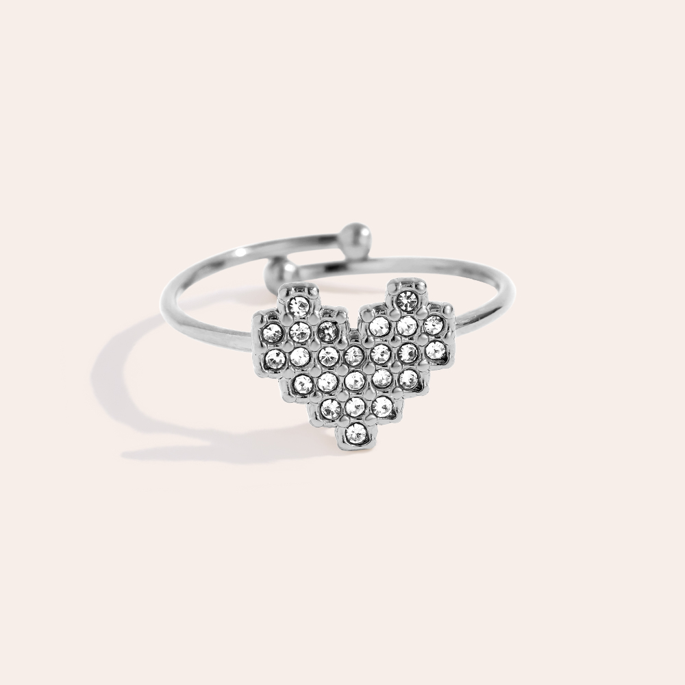 Stainless steel ring Glory Heart Diamond
