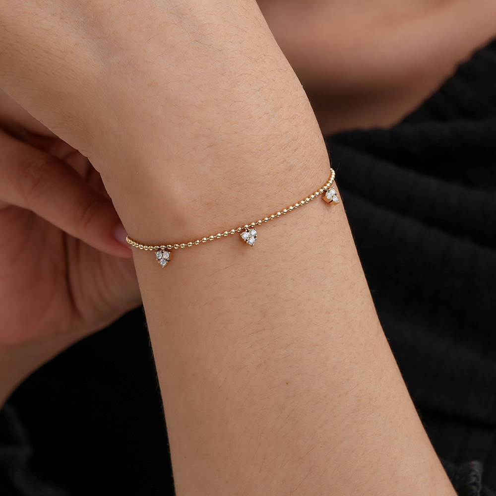 Stainless steel bracelet 15cm Diamond Dots