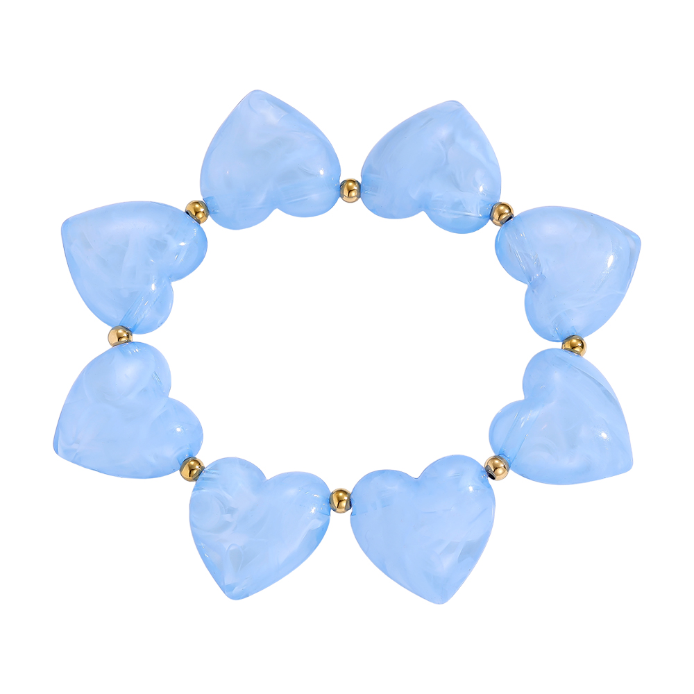 Stainless steel bracelet 20cm Acrylic Hearts