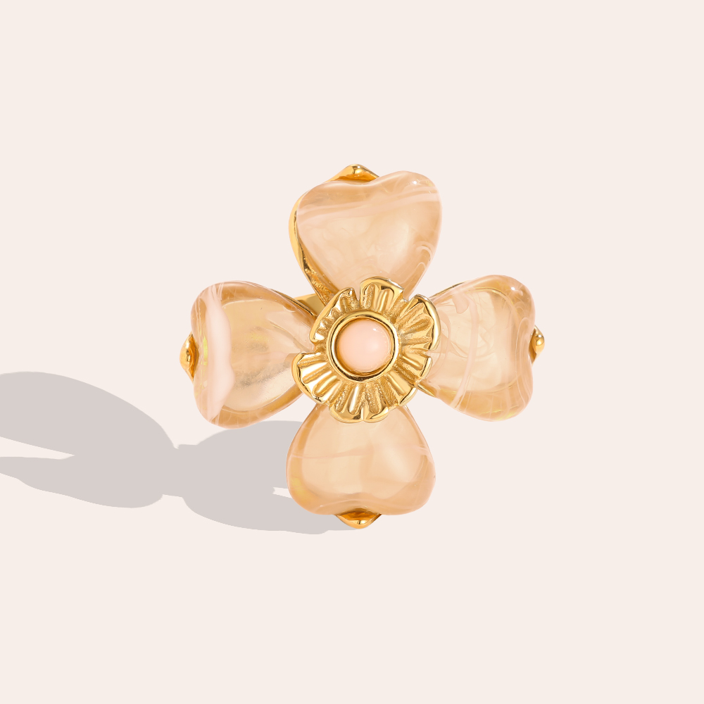 Stainless steel ring resin flower
