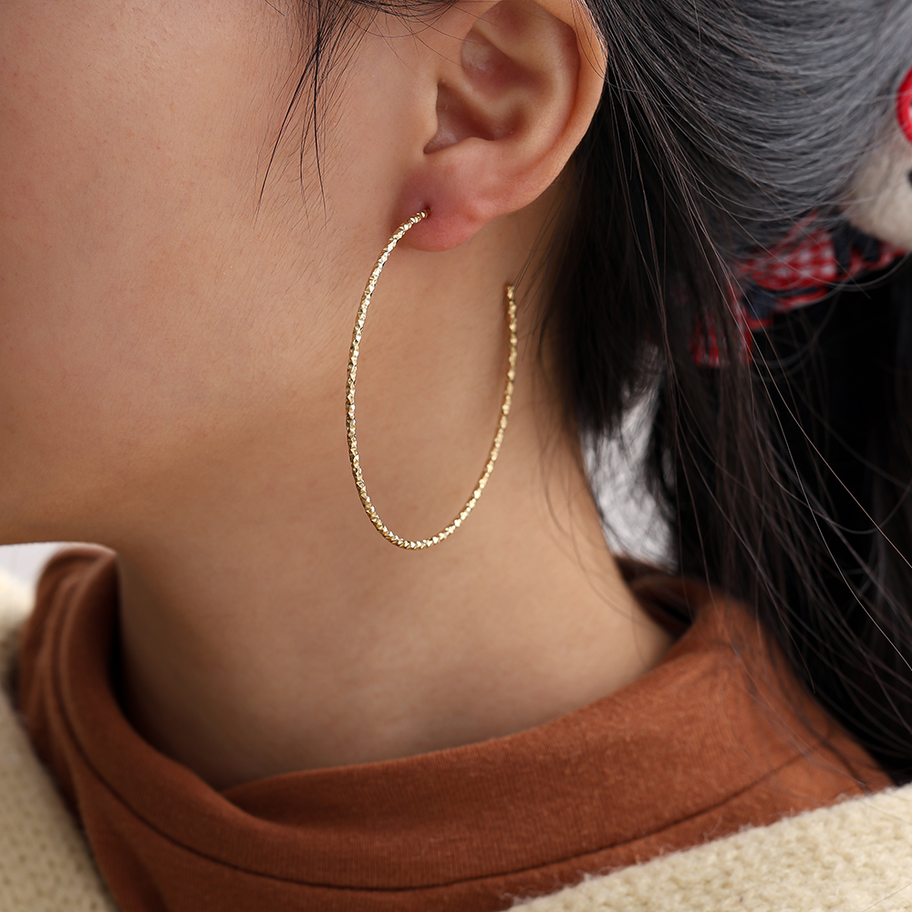 Stainless steel earrings 60mm twisted