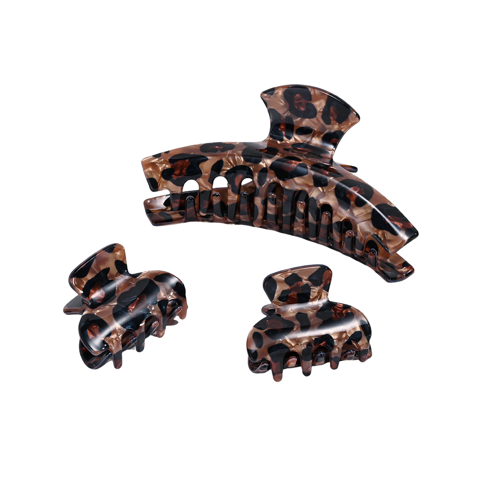 Set of 3 leopard-print hair clips    
