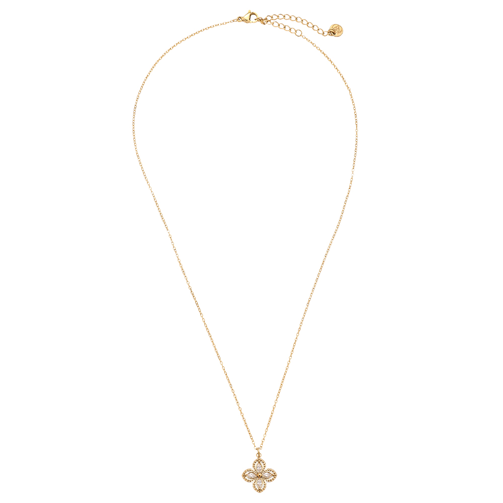 Stainless steel necklace 40cm Fancy Diamond Flower