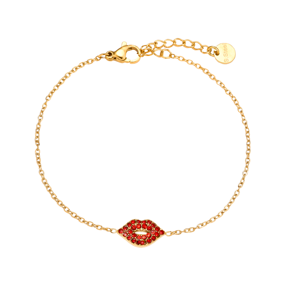 Stainless steel bracelet 17cm Diamond Red Lip