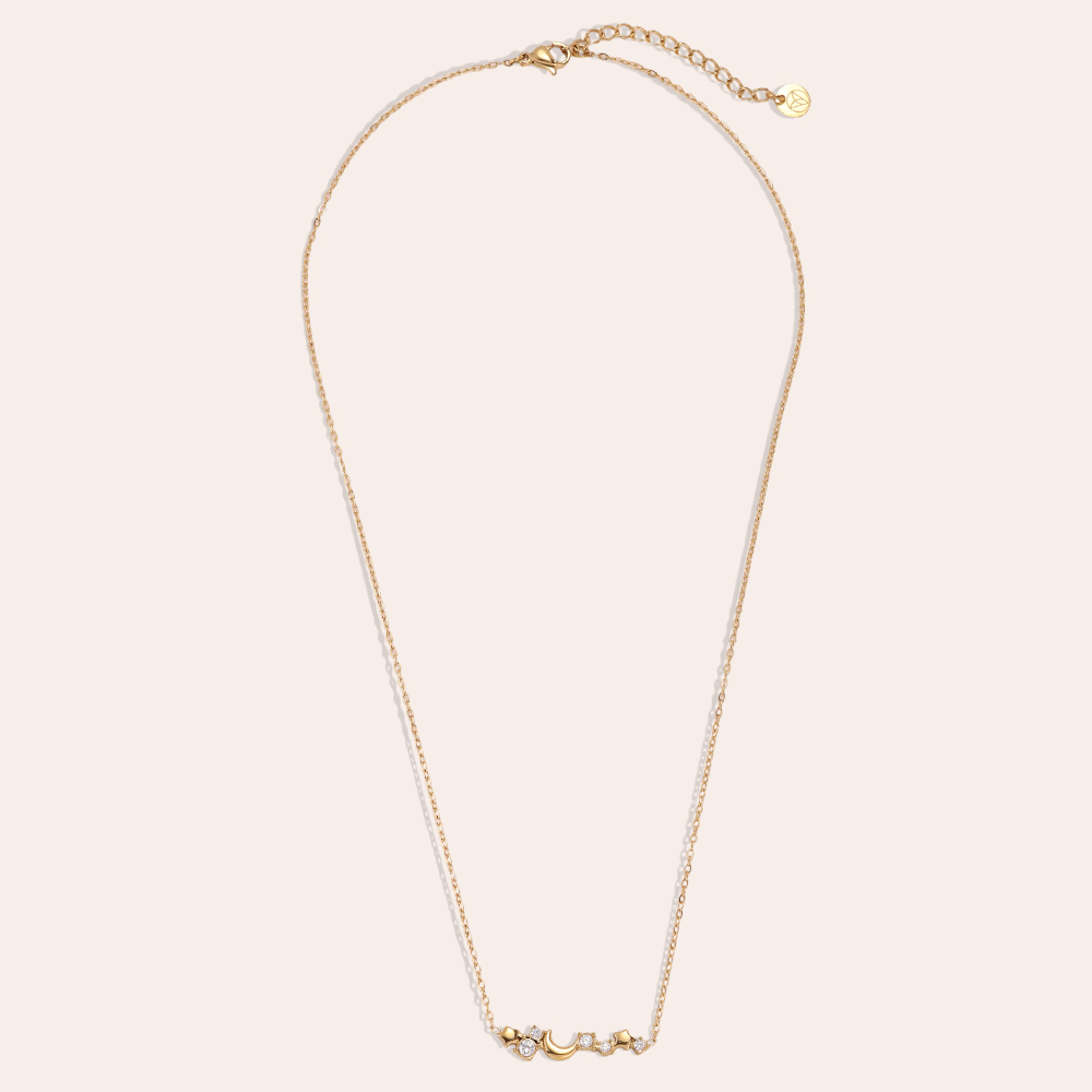 40cm stainless steel necklace with stars and a moon