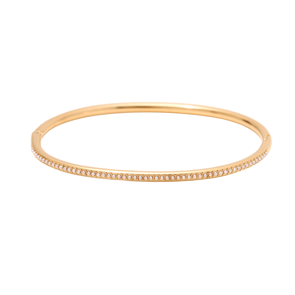 Stainless steel bangle 6.5cm diameter Casual Pearl